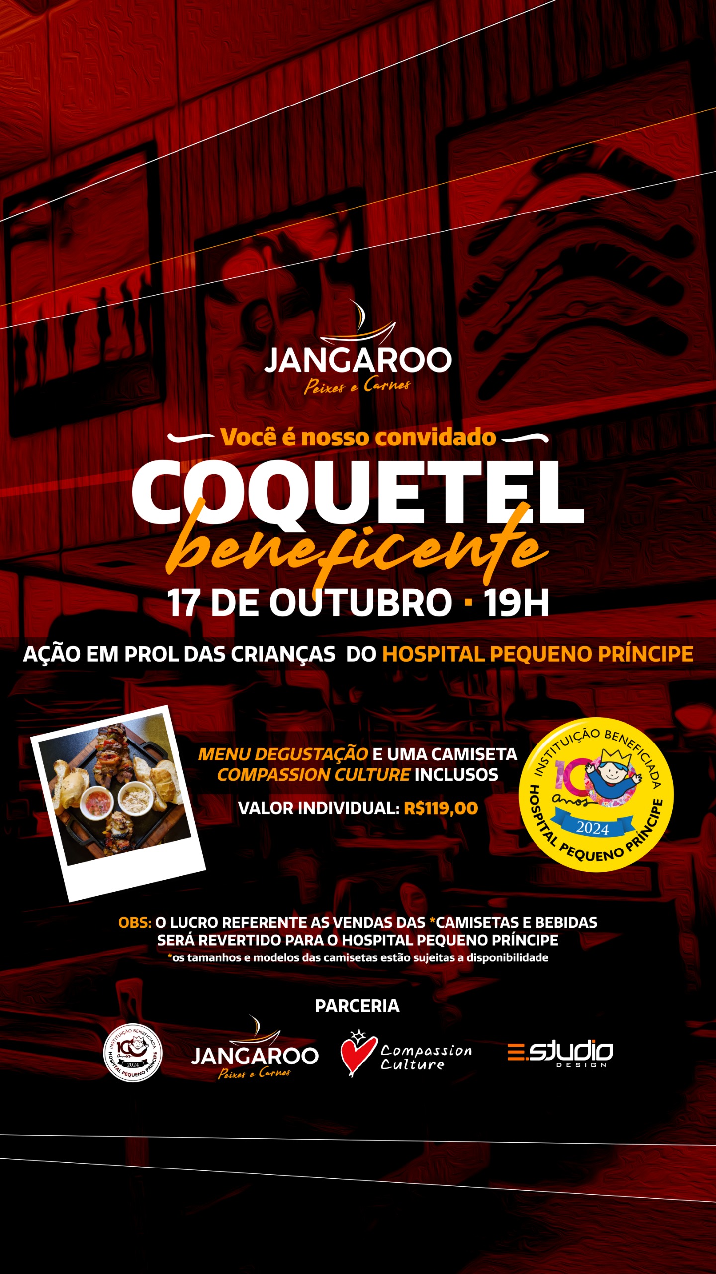 Coquetel beneficente em prol do Pequeno Príncipe  Jangaroo e Compassion Culture se unem em uma noite de solidariedade